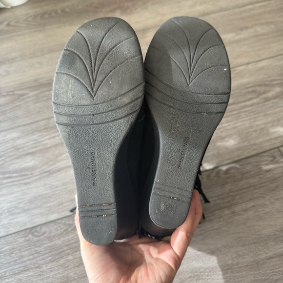 Minnetonka Black Lace-Up Fringe Wedge Booties - Picture 11 of 15